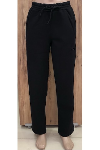 Erkek Siyah Battal Büyük Beden Battal Üç İplik İçi Polarlı Kalın Eşofman Altı