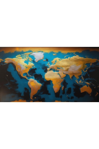Dünya Harita Tablosu 06 Çerçevesiz 90x60cm Pvc Tablo