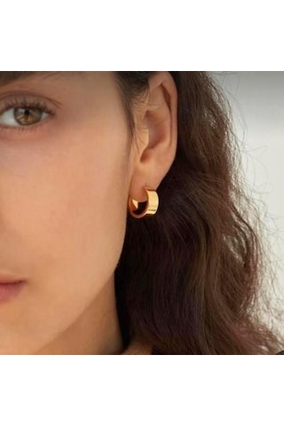 Geniş Bombeli Halka Küpe Rose Gold