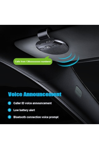 Lemestar Oto Güneşlikli Bluetooth免提 Hoparlör - Konuşma/navigasyon/dual Telefon Desteği, Akıllı Otomatik Açma/kapama, Bt 5.0, 10 Saat Sürüş Süresi