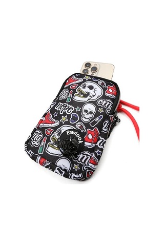Design Cep Telefonu Çantası Dışkı Poşeti, Fermuarlı, Gizli Poşet Gözü, Köpek Gezdirme İçin İdeal,skull