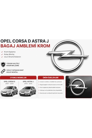 Opel Corsa D Astra J Bagaj Amblemi Krom Logo Yazı Opel Corsa D Astra J Bagaj Amblemi Krom Logo Yazı