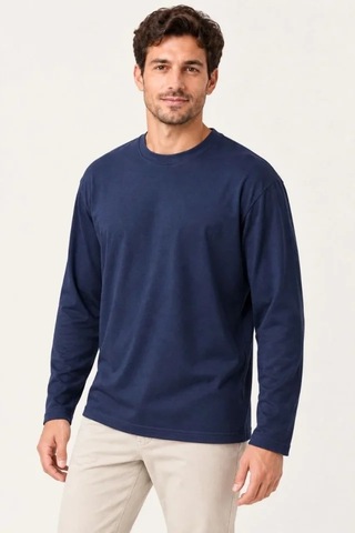 Suma Erkek Lacivert Modal Yumuşak Dokulu Bisiklet Yaka Uzun Kollu Sweatshirt