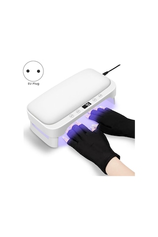 Xurunkeji Kol Dayanaklı Uv Tırnak Lambası, Uv Eldiven, Jel Oje İçin Led Tırnak Işığı, 4 Zamanlayıcılı Katlanabilir Tırnak Kurutucusu, Ab Fişi