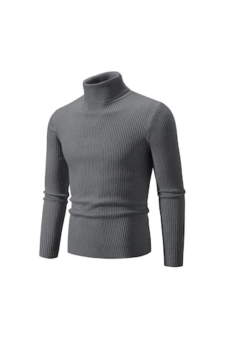 Sonbahar Kış Balıkçı Yaka Kazak Erkekler Sıcak Örme Düz Renk Kazaklar Erkek Slim Fit Rahat Balıkçı Yaka Triko Erkek Kazak Koyu Gri