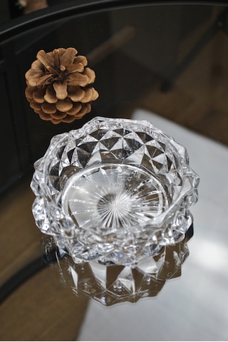 Dazzling Yuvarlak Cam Kristal Lüks Küllük - Kül Tablası 11 Cm