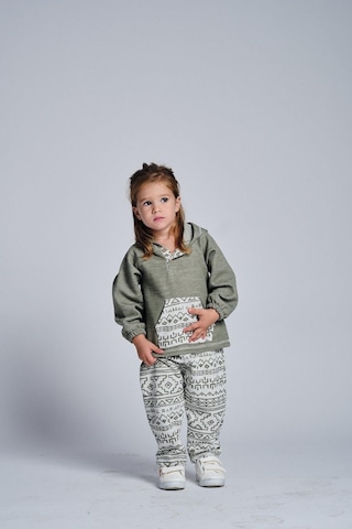 Etnik Desen Kanguru Cepli 2 Li Takım Haki