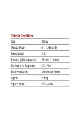 Keyang Korea Phd283B Ağır Hizmet Kırıcı Delici 800W 2.0 Kg 3.2 J