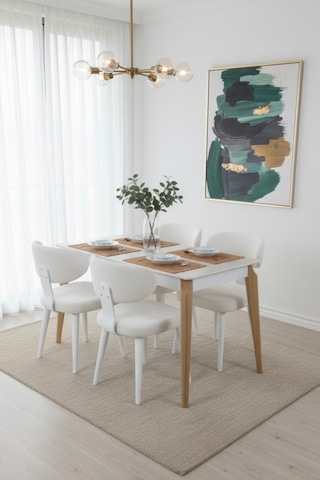 Dfy102 Mdf Yemek Masası Modern Mutfak Masası 4-6 Kişilik Dekoratif Salon, Yemek Odası, Mutfak Masası Traverten - Ceviz