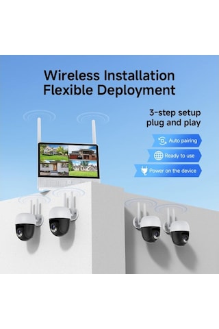 Vstarcam Cs613-y 4 Ptz Kameralı Lcd Ekranlı Sesli Kablosuz Wifi Kamera Seti