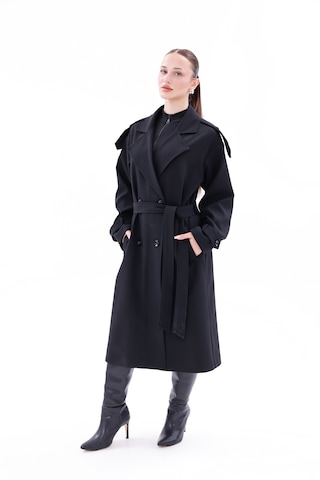 Kadın Trençkot Model Kaban Siyah