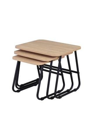 Vilinze Zigana Çok Amaçlı Siyah Metal Ayak 3'lü Naturel Mdf Zigon Sehpa Siyah-naturel