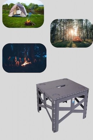 Piev Katlanır Çok Amaçlı Kolay Taşınır Kamp Piknik Masası Antrasit