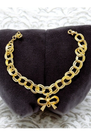 Zirkon Taşlı Kalın Bayan Çelik Bileklik St001 Gold