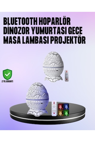 Dinozor Yumurtası Galaksi Projektör Gece Lambası 4'ü 1 Arada Bluetooth Hoparlörlü Renkli