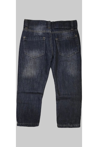 Erkek Çocuk Denim Çizgili Füme Tırtıklı Ligrasız Kot Pantolon Füme