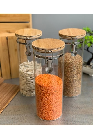 Bambum Mada 1300Ml 20 CM 6 Lı Kelepçeli Vakumlu Boroslikat Cam Se