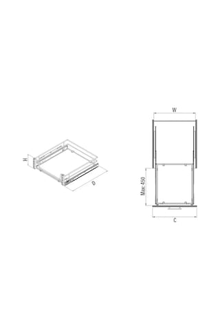 Starax Kapağa Bağlı Teleskopik Raylı Frenli Çekmece Krom Modül 40cm S-2058-c