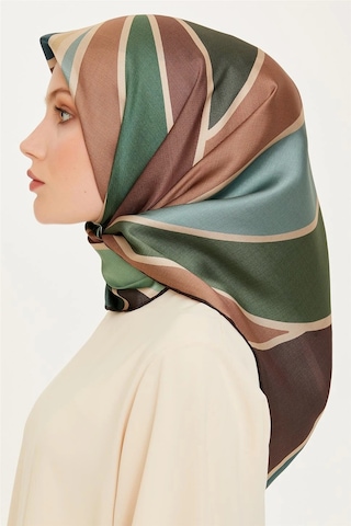 Armine Geometrik Desenli Sura Saf İpek Eşarp - 9232 KAhverengi