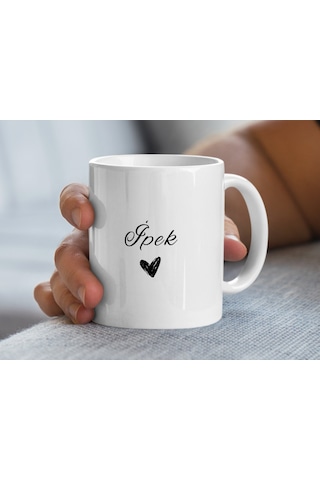 İpek İsimli Kupa Bardak, İsimli Bardak, Hediye Kupa Bardak, Kahve Kupa Bardak Beyaz