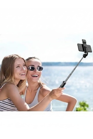 Katlanabilir Uzaktan Kumandalı Selfie Çubuğu Işıklı Masa Üstü Tripod Telefon Tutucu Siyah