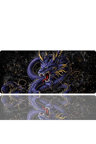 90x40 Cm Ejderha Desenli Oyuncu Gaming Mouse Pad Kaymaz Kauçuk Taban Fare Altlığı Xxl Mousepad Drake Serisi 006