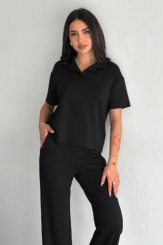 Noa & Noa Kadın Kısa Kollu Takım Minimal & Güçlü Stil Siyah