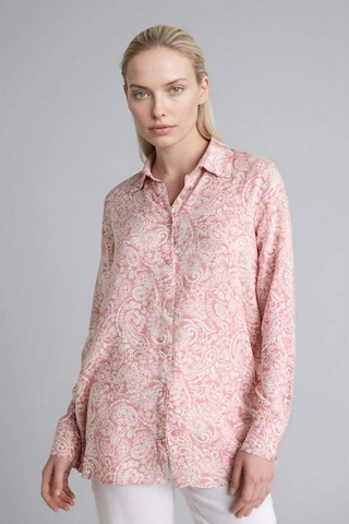 Defacto Loose Fıt Gömlek Yaka Baskılı Uzun Kollu Tunik T0609az26sppn623 Pembe-pn623