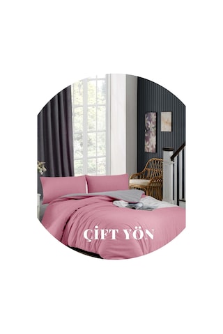 Ely Parker Kolay Ütü 160x200 Çift Kişilik Nevresim Takımı(Gri Lastikli Çarşaf+Yorgan Kılıfı+Y. Kılıfı) Pembe 160 x 200 Pembe