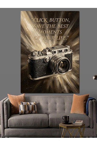 Vintage Fotoğraf Makinesi Ve Yazı Dekoratif Kanvas - Mdf Ahşap Tablo