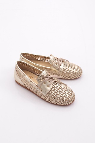 Dgn B00112 Kadin Delikli Oxford Ayakkabi Altın