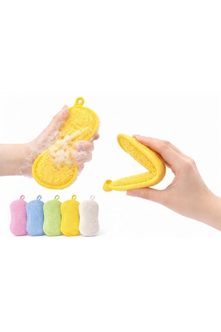 Mikrofiber Bulaşık Süngeri, Temizlik Süngeri Çift Taraflı, Çok Amaçlı, 5 Li Set