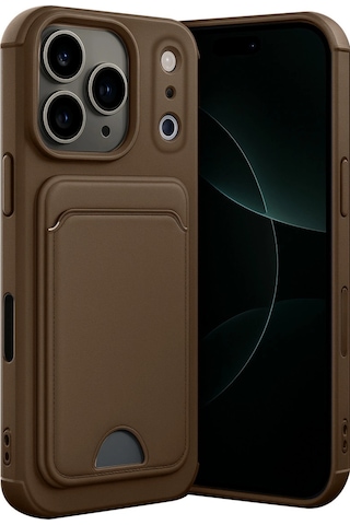 Apple, Uyumlu iPhone 17 Pro Kelvin Kartvizitli Silikon Kahverengi