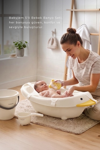 Babyjem Neşeli Ördek Banyo Seti 5 Parça Kum Beji Çok Renkli