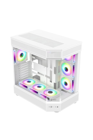 Zoko Tank 7x12 CM Kumandalı ARGB Fan Temper Camlı Oyuncu Bilgisayar Kasası Beyaz