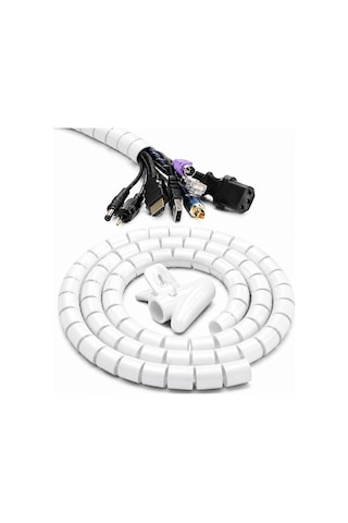 20 Mm X 1.5 Metre Spiral Kablo Düzenleyici Kablo Toplayıcı Beyaz