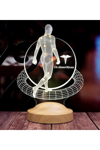 Fizik Doktoru, Fizyoterapist, Ortopedi Doktoru Hediyesi 3D Led Lamba