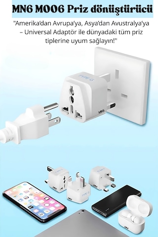 Mn6 M006 Priz Dönüştürücü/2 Adet/kıbrıs-hac Umre Prizi-g Plug Adapter-seyahat Adaptörü
