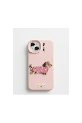 Köpek Nakışlı I-phone 13 Telefon Kılıfı Pembe