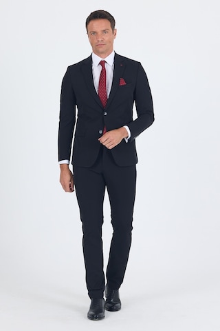 İmza Siyah Mono Yaka Yarım Astar 6 Drop Slim Fit Beli Lastikli Takım Elbise 1001250121 Siyah