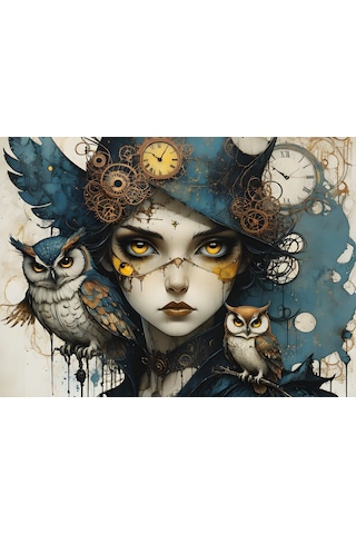 Nova Puzzle 1000 Parça Baykuşlu Gizem Puzzle - Kadın Ve Baykuş
