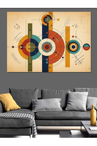 Geometrik Şekiller Ve Renkli Daireler Dekoratif Kanvas - Mdf Ahşap Tablo