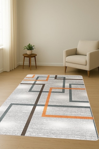Modern Desenli Dijital Baskı Kaymaz Taban Halı H0950 Renkli
