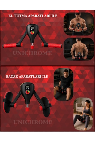 İç Bacak Egzersiz Aleti 35 Kg Ayarlanabilir Kegel Cihazı Pelvik Kas Aleti Kalça Kol Sırt Sıkılaştırıcı Tutma Aparatlı Siyah - Kırmızı