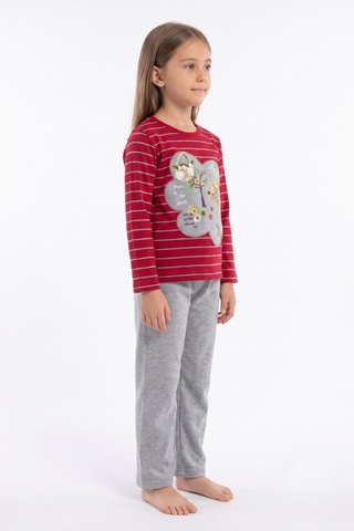 İki Yıldız Kız Çocuk Pijama Takım Bgl-92108 Kırmızı