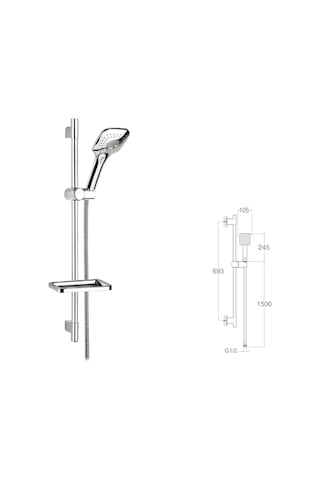 Mistillo Sürgülü Duş Seti + Ø22mm Krom Kaplı + 3 Fonksiyonlu Diğer