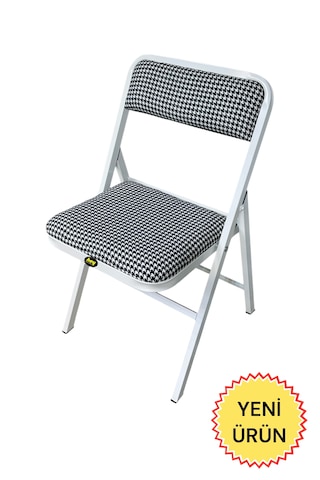 Hey Katlanır Kamp Sandalyesi Piknik Sandalyesi Kazayağı Beyaz Beyaz - Siyah