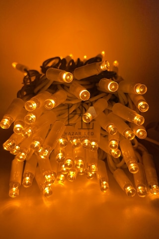 10 Metre Amber Sarı İp Led Yılbaşı Süsü Ip65 Dış Mekan Eklenebilir Beyaz Kablolu Dekoratif Led Işık Amber