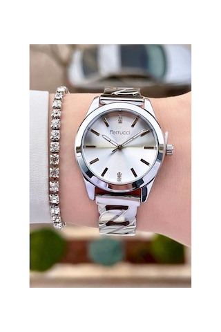Ferrucci Fcr 63684 Çelik Şık Kadın Kol Saati+bileklik Hediye