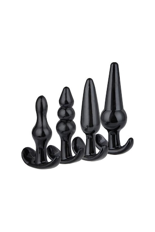 Erofoni Yeni Nesil 4 Adet Farklı Boyda Anal Açıcı Gevşetici Siyah Zenci Plug Seti